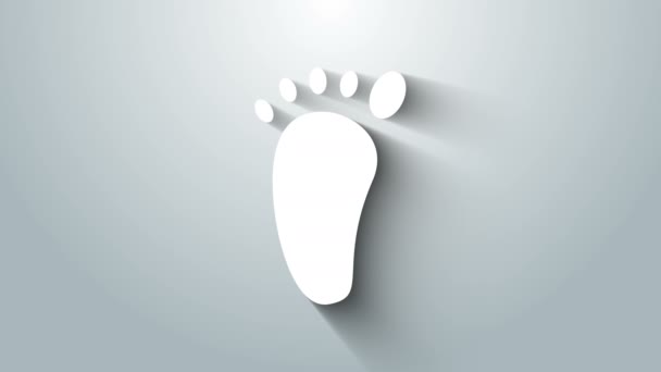Ikona masażu białej stopy na szarym tle. 4K Animacja graficzna ruchu wideo — Wideo stockowe