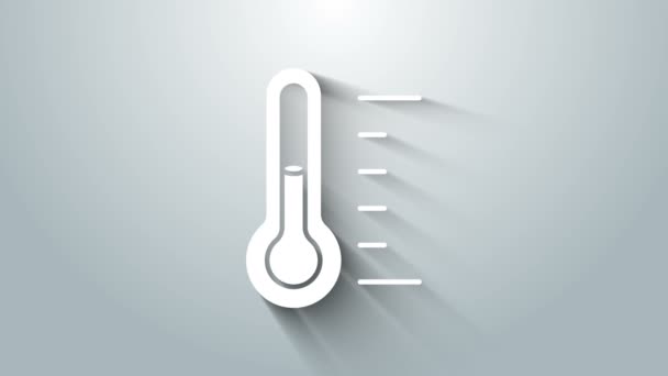 Witte Sauna thermometer pictogram geïsoleerd op grijze achtergrond. Sauna en baduitrusting. 4K Video motion grafische animatie — Stockvideo