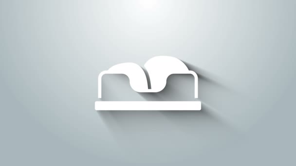 Icono de cama White Pet aislado sobre fondo gris. Animación gráfica de vídeo 4K — Vídeo de stock