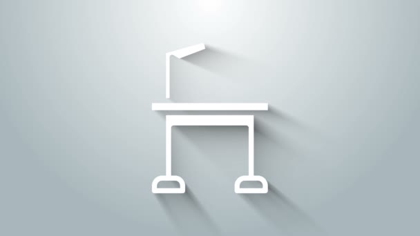 Icona del tavolo di toelettatura Pet bianco isolato su sfondo grigio. Animazione grafica 4K Video motion — Video Stock