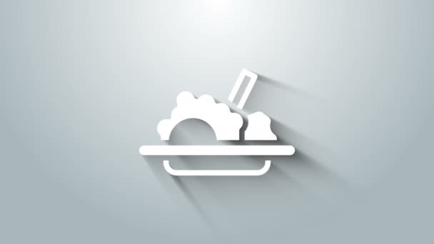 Wit Gezond voedsel pictogram geïsoleerd op grijze achtergrond. 4K Video motion grafische animatie — Stockvideo