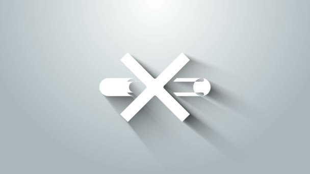 Branco No ícone Fumar isolado no fundo cinza. Símbolo do cigarro. Animação gráfica em movimento de vídeo 4K — Vídeo de Stock