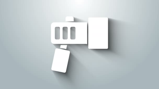 Bílá baterka pro ikonu potápěče izolované na šedém pozadí. Potápěčské vybavení. Grafická animace pohybu videa 4K — Stock video