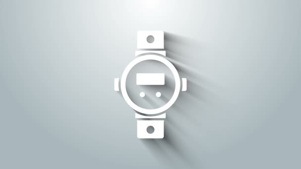 White Diving watch icon isolated on grey background. Diving underwater equipment. 4K Video motion graphic animation — Stock Video