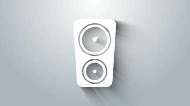 Beyaz Ölçek simgesi gri arkaplanda izole edildi. Memnuniyet, sıcaklık, manometre, risk, değerlendirme, performans, hız taktik ölçer. 4K Video hareketli grafik canlandırması