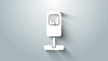 Beyaz Çöp Kutusu simgesi gri arkaplanda izole edildi. Çöp kutusu tabelası. Sepet simgesini geri dönüştür. Ofis çöpü ikonu. 4K Video hareketli grafik canlandırması