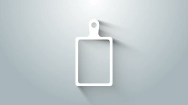 Beyaz kesme tahtası simgesi gri arkaplanda izole edildi. Kesme tahtası sembolü. 4K Video hareketli grafik canlandırması