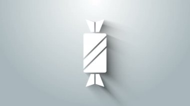 Beyaz Şeker simgesi gri arkaplanda izole edildi. 4K Video hareketli grafik canlandırması