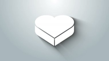 Kalp şeklindeki beyaz şeker ve gri arka planda izole edilmiş yay simgesi. Sevgililer Günü. 4K Video hareketli grafik canlandırması