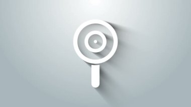 Beyaz lolipop simgesi gri arkaplanda izole edildi. Şeker işareti. Yemek, lezzetli bir sembol. 4K Video hareketli grafik canlandırması