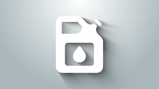 Bote blanco para icono de gasolina aislado sobre fondo gris. Icono de gas diesel. Animación gráfica de vídeo 4K — Vídeos de Stock