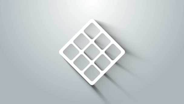 White Waffle Symbol isoliert auf grauem Hintergrund. 4K Video Motion Grafik Animation — Stockvideo