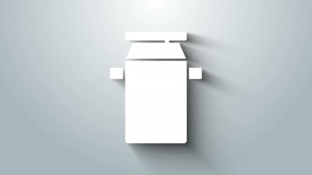 白色罐装牛奶图标,在灰色背景下隔离.4K视频运动图形动画 — 图库视频影像