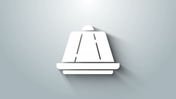 Flan de pudín blanco con icono de esmalte de caramelo aislado sobre fondo gris. Animación gráfica de vídeo 4K — Vídeo de stock