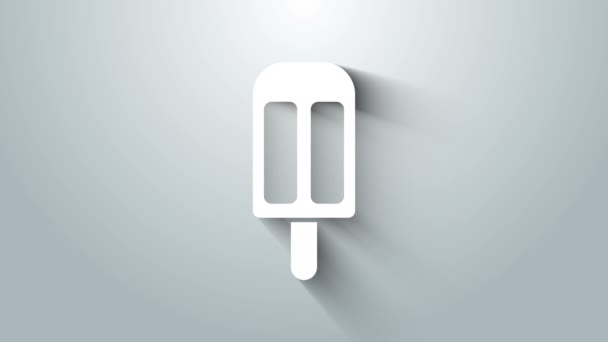 Weißes Eis-Symbol isoliert auf grauem Hintergrund. Süßes Symbol. 4K Video Motion Grafik Animation — Stockvideo
