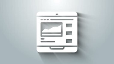 Beyaz Ticaret kursları simgesi gri arkaplanda izole edildi. Uzaktan öğrenme finans yönetimi, hisse senedi piyasalarında mal alıp satma. 4K Video hareketli grafik canlandırması