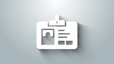 Gri arkaplanda beyaz kimlik ikonu izole edildi. Sunum için, şirketin kimliği için, reklam için kullanılabilir. 4K Video hareketli grafik canlandırması