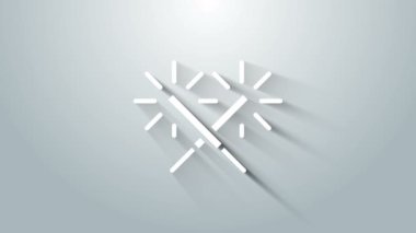 Beyaz Sparkler havai fişek ikonu gri arkaplanda izole edildi. Noel şenlikli maytap ışıkları. Mutlu Noeller ve mutlu yıllar. 4K Video hareketli grafik canlandırması