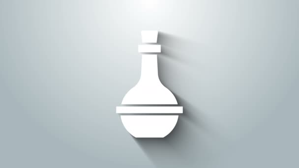Icona bottiglia di vino bianco ebraico isolato su sfondo grigio. Animazione grafica 4K Video motion — Video Stock