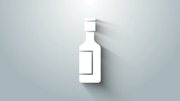 灰色の背景に隔離された白いユダヤワインボトルのアイコン。4Kビデオモーショングラフィックアニメーション — ストック動画