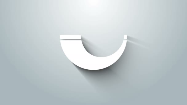 Witte traditionele ram hoorn, shofar pictogram geïsoleerd op grijze achtergrond. Rosh hashanah, Joods Nieuwjaar vakantie traditioneel symbool. 4K Video motion grafische animatie — Stockvideo