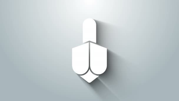 Біла ікона мрійника Ханука ізольована на сірому фоні. 4K Відео рух графічна анімація — стокове відео