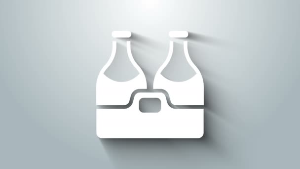 Weißes Sektflaschen-Symbol isoliert auf grauem Hintergrund. Frohe Weihnachten und ein gutes neues Jahr. 4K Video Motion Grafik Animation — Stockvideo