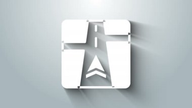 Gri arkaplanda harita simgesine sahip beyaz GPS aygıtı. 4K Video hareketli grafik canlandırması