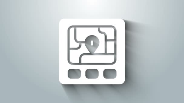 White Gps device with map icon isolated on grey background. 4K Video motion graphic animation — Stock Video