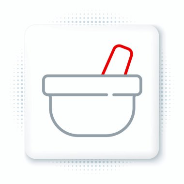 Havan topu ve tokmak simgesi beyaz arkaplanda izole edildi. Renkli taslak konsepti. Vektör.