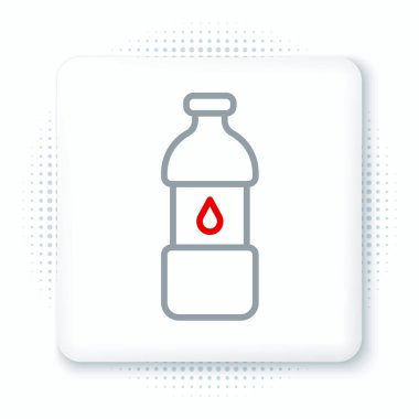 Beyaz arka planda izole edilmiş bir şişe su. Soda su içme tabelası. Renkli taslak konsepti. Vektör.