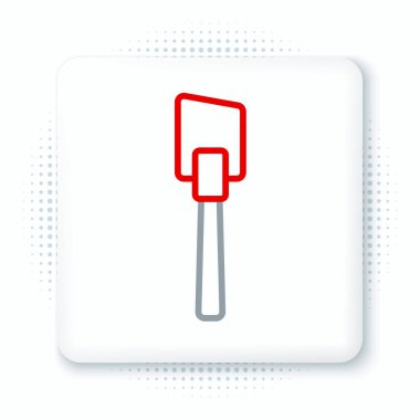 Spatula çizgisi simgesi beyaz arkaplanda izole edildi. Mutfak spatula ikonu. Barbekü spatula işareti. Barbekü ve ızgara aleti. Renkli taslak konsepti. Vektör.