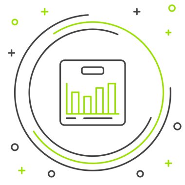 Çizgi pasta grafiği bilgi simgesi beyaz arkaplanda izole edildi. Diyagram çizelgesi. Renkli taslak konsepti. Vektör.