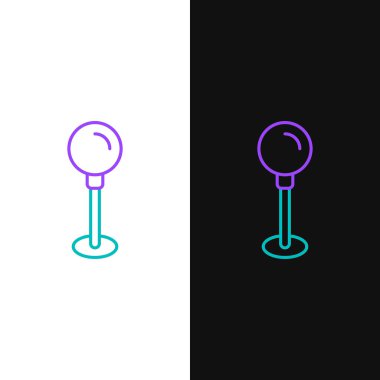 Çizgi itme simgesi beyaz ve siyah arkaplanda izole edildi. Raptiye işareti. Renkli taslak konsepti. Vektör.