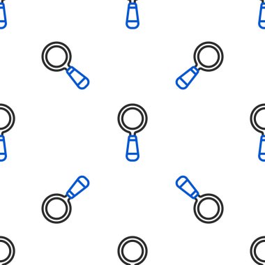 Çizgi büyüteç simgesi beyaz arkaplanda izole edilmiş kusursuz desen. Arama, odaklanma, yakınlaştırma, iş sembolü. Renkli taslak konsepti. Vektör.