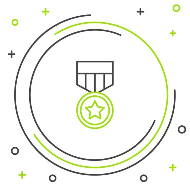 Beyaz arka planda askeri ödül ikonu var. Ordu işareti. Renkli taslak konsepti. Vektör.