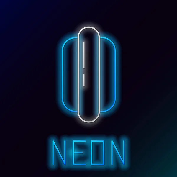 Linea Neon Incandescente Icona Sandwich Hotdog Isolato Sfondo Nero Icona — Vettoriale Stock