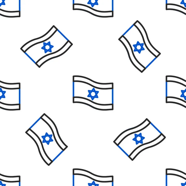 Linia Flaga Izraela Ikona Izolowane Płynny Wzór Białym Tle Narodowy — Wektor stockowy