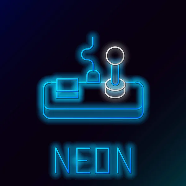 Gloeiende Neon Lijn Gamepad Pictogram Geïsoleerd Zwarte Achtergrond Spelregelaar Kleurrijk — Stockvector