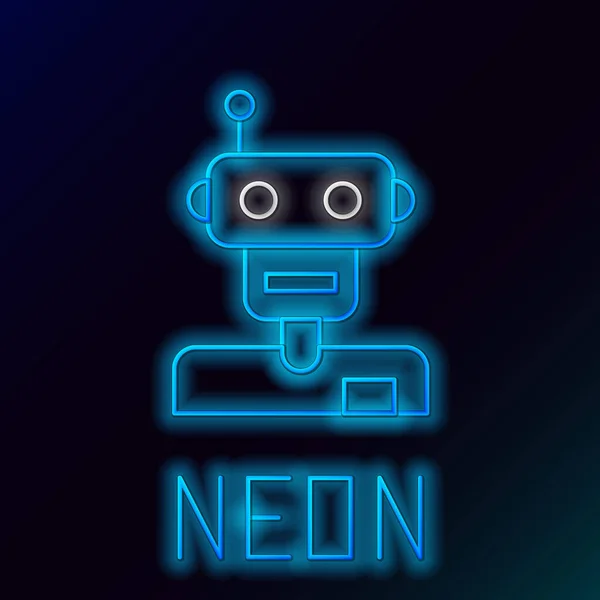 Icono Robot Línea Neón Brillante Aislado Sobre Fondo Negro Concepto — Vector de stock