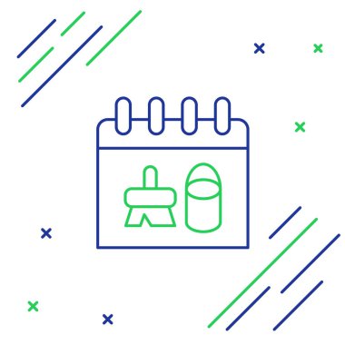 Çizgi Temizleme takvim simgesi beyaz arkaplanda izole edildi. Renkli taslak konsepti. Vektör.