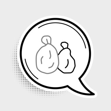 Çöp torbası simgesi gri arkaplanda izole edilmiş. Renkli taslak konsepti. Vektör.