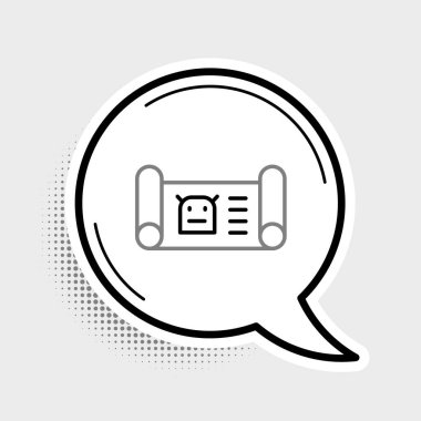 Çizgi Robotu plan simgesi gri arkaplanda izole edildi. Renkli taslak konsepti. Vektör.