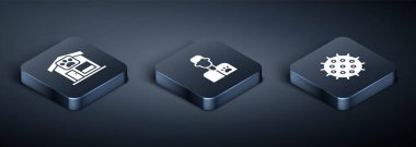 Isometric Hayvan Bakımı, Tenis topu ve Veteriner doktor ikonu. Vektör.