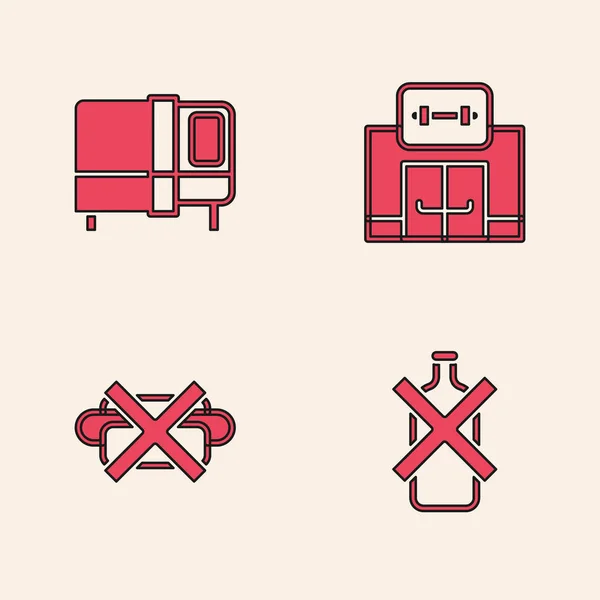Set Alcohol Bed Gym Building Junk Food Icon Vector — Stock Vector