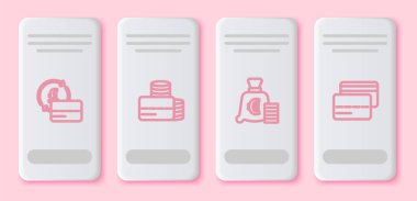 Hat kartı, Euro sembollü bozuk para ve... Beyaz dikdörtgen düğme. Vektör.