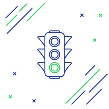 Beyaz arkaplanda çizgi trafik ışığı simgesi izole edildi. Renkli taslak konsepti. Vektör.