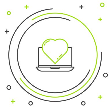 Çevrimiçi randevu uygulaması ve sohbet simgesi beyaz arkaplanda izole edildi. Uluslararası Mutlu Kadınlar Günü. Renkli taslak konsepti. Vektör.