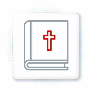 Kutsal İncil ikonu beyaz arkaplanda izole edilmiş. Renkli taslak konsepti. Vektör.