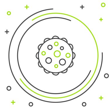 Beyaz arkaplanda çizgi virüsü simgesi izole edildi. Corona virüsü 2019-nCoV. Bakteri ve mikroplar, hücre kanseri, mikrop, mantar. Renkli taslak konsepti. Vektör.